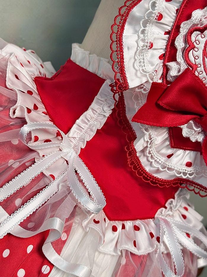 Shuang Sheng Xiao Xiong - Bite The Cake - Sweet Lolita Dress, Red & White Polka Dots - Image 20