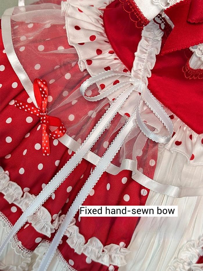 Shuang Sheng Xiao Xiong - Bite The Cake - Sweet Lolita Dress, Red & White Polka Dots - Image 24
