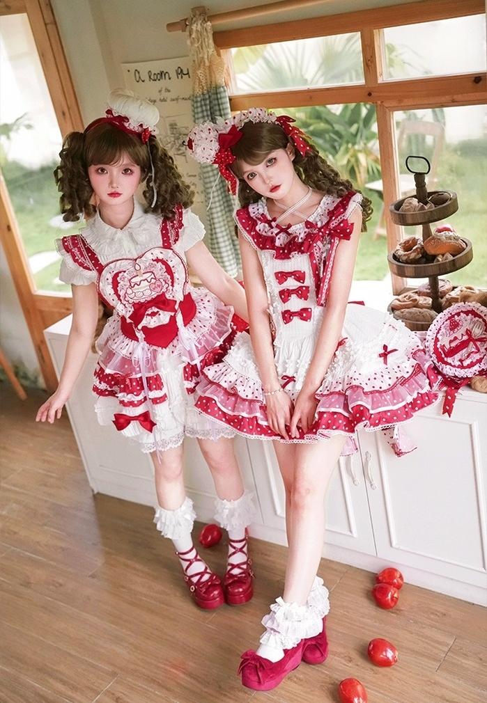 Shuang Sheng Xiao Xiong - Bite The Cake - Sweet Lolita Dress, Red & White Polka Dots - Image 29