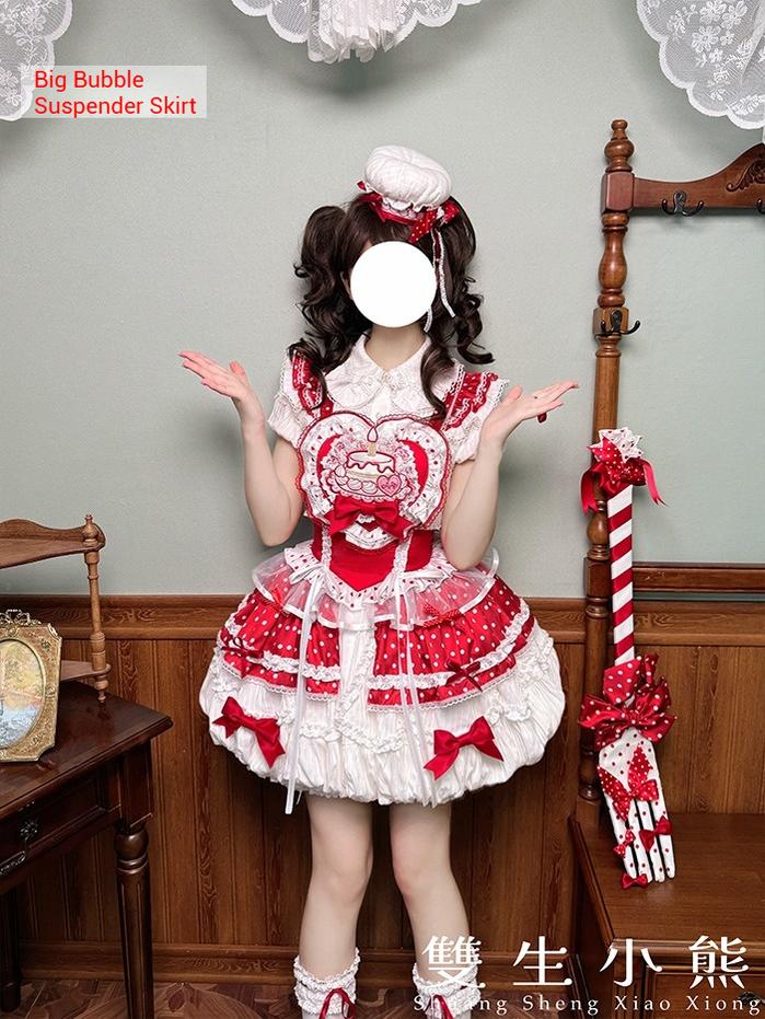 Shuang Sheng Xiao Xiong - Bite The Cake - Sweet Lolita Dress, Red & White Polka Dots - Image 35