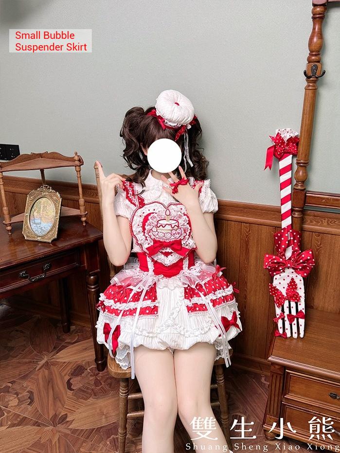 Shuang Sheng Xiao Xiong - Bite The Cake - Sweet Lolita Dress, Red & White Polka Dots - Image 57