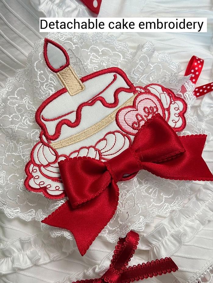Shuang Sheng Xiao Xiong - Bite The Cake - Sweet Lolita Dress, Red & White Polka Dots - Image 7