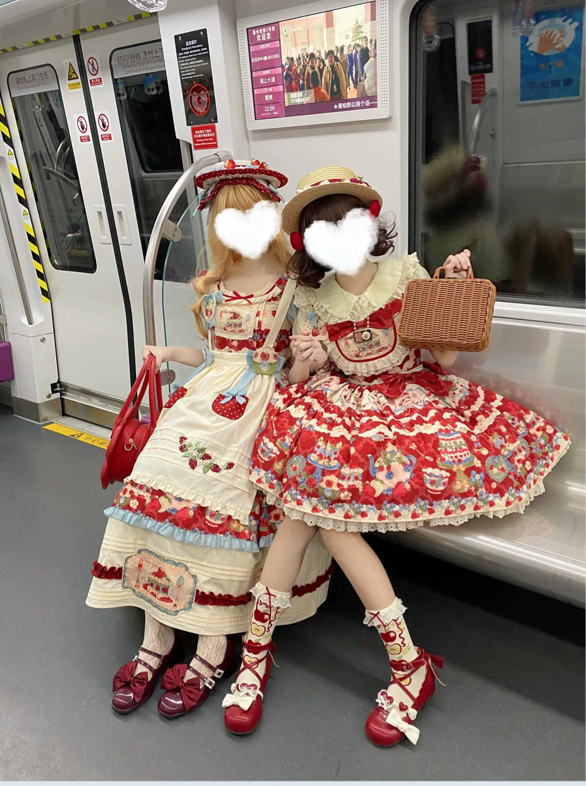 Rose Whispers - Strawberry Tata - Sweet Lolita Dress Suit With Strawberry Cake Print - Image 20