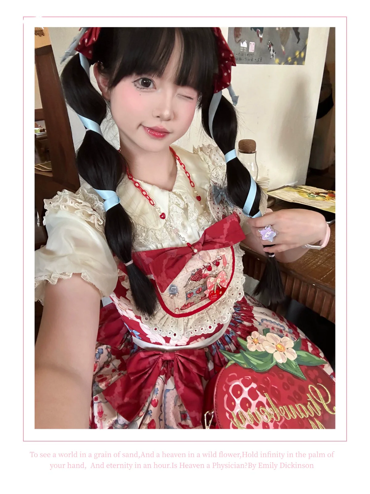 Rose Whispers - Strawberry Tata - Sweet Lolita Dress Suit With Strawberry Cake Print - Image 28