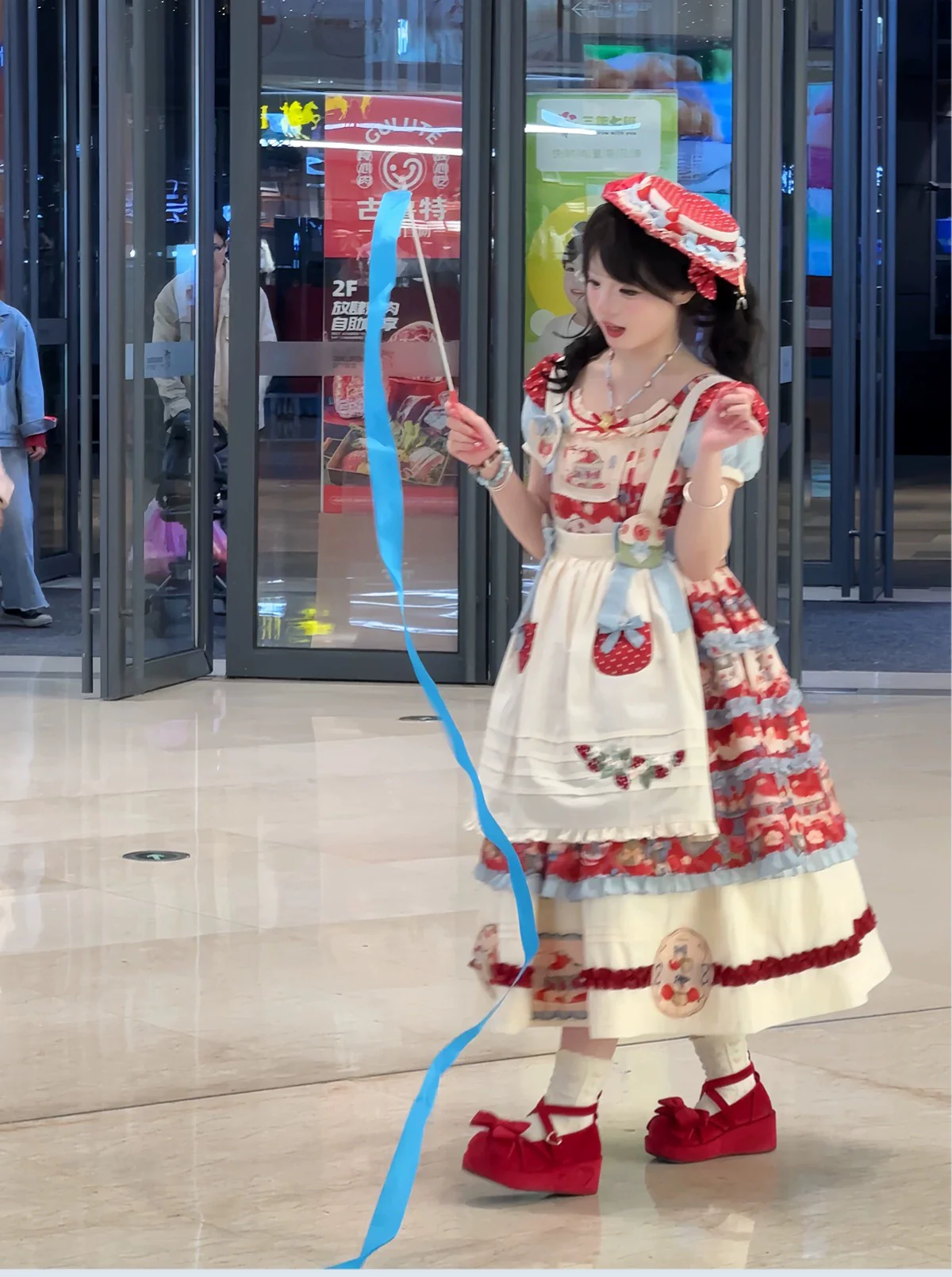 Rose Whispers - Strawberry Tata - Sweet Lolita Dress Suit With Strawberry Cake Print - Image 30