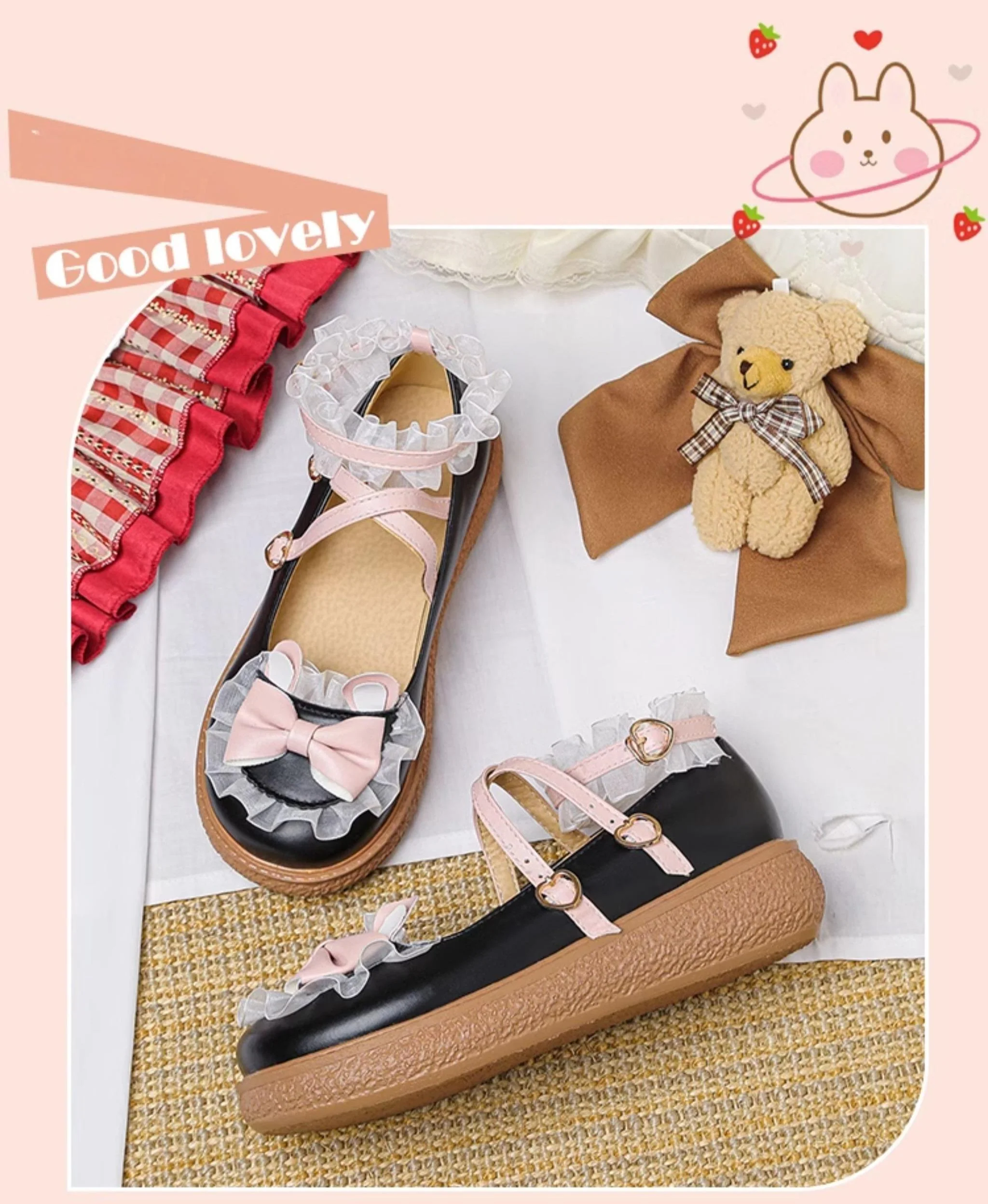 Yana - Sweet Bunny - Sweet Lolita Flat Shoes with Ear and Bow Decorations - Image 18