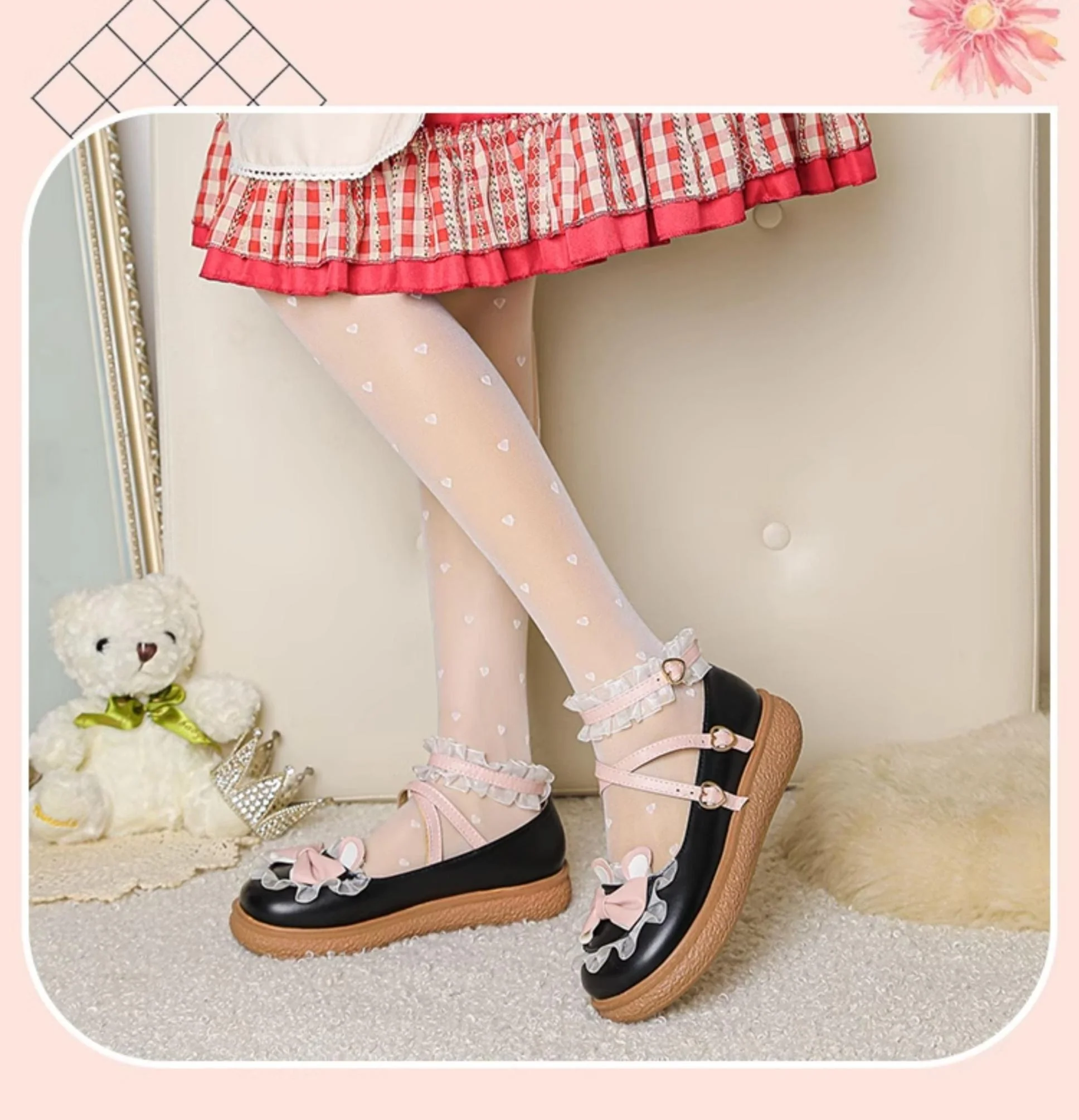 Yana - Sweet Bunny - Sweet Lolita Flat Shoes with Ear and Bow Decorations - Image 3