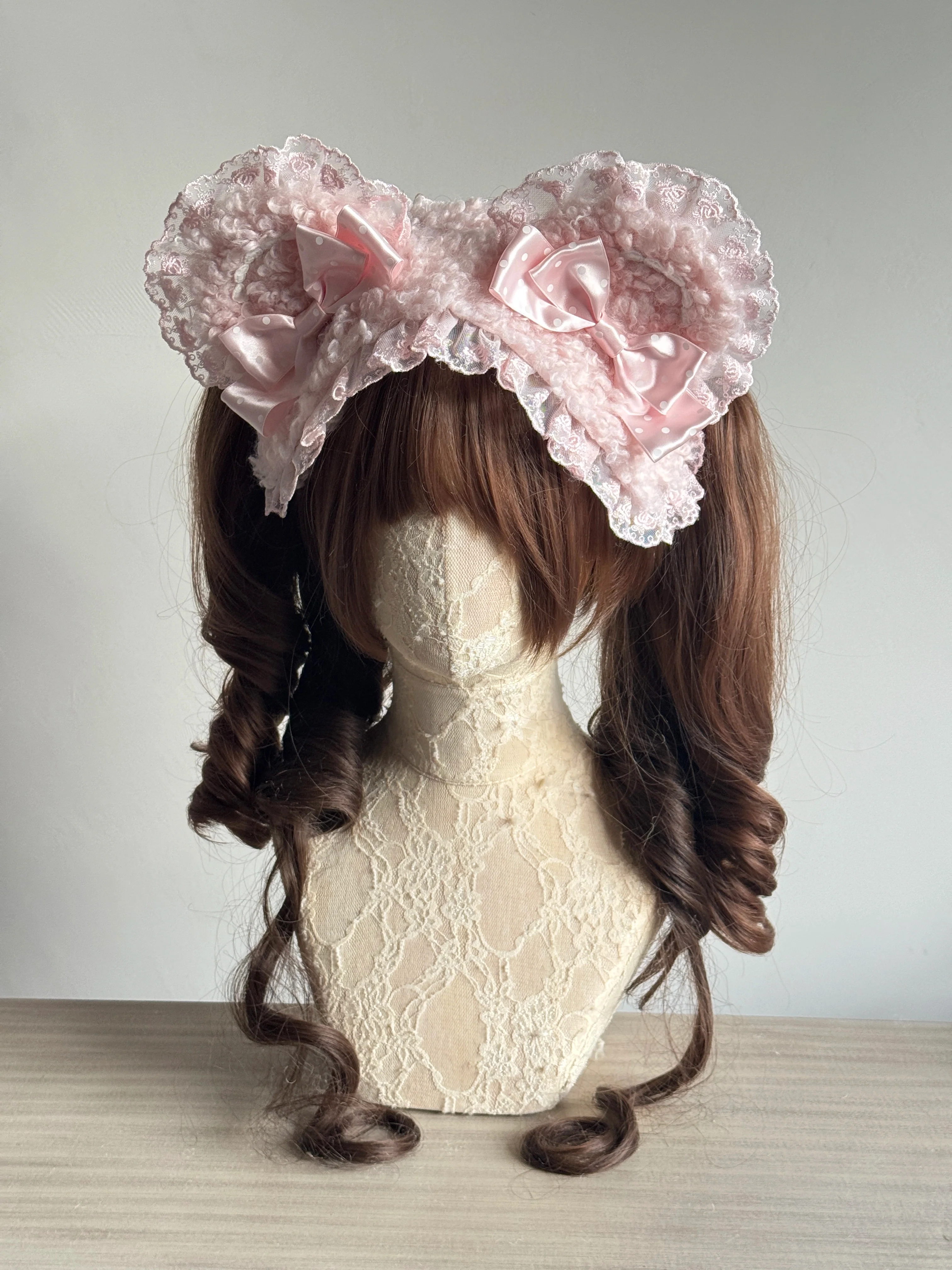Sweet Lolita Handmade Lace Headband, Bear Ear Design - Image 10