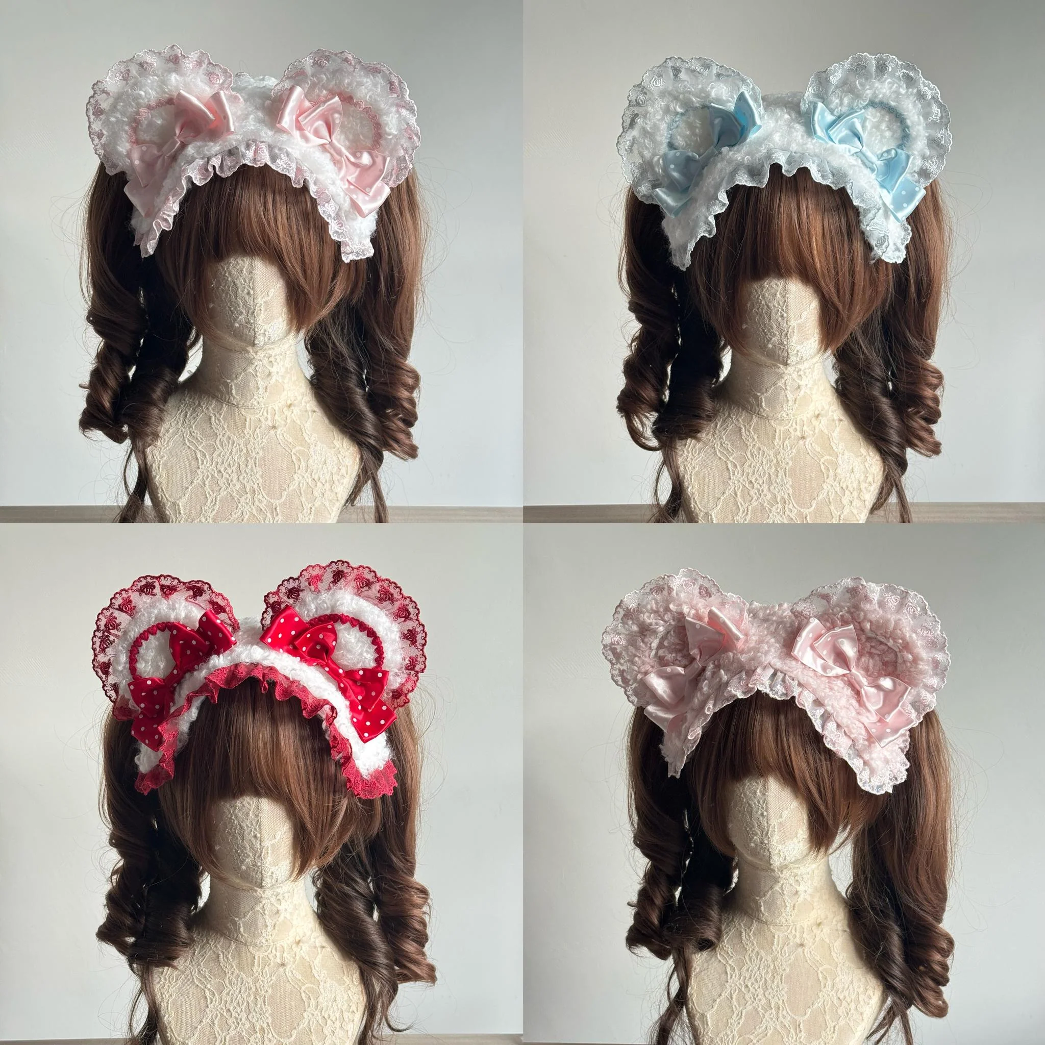 Sweet Lolita Handmade Lace Headband, Bear Ear Design - Image 2