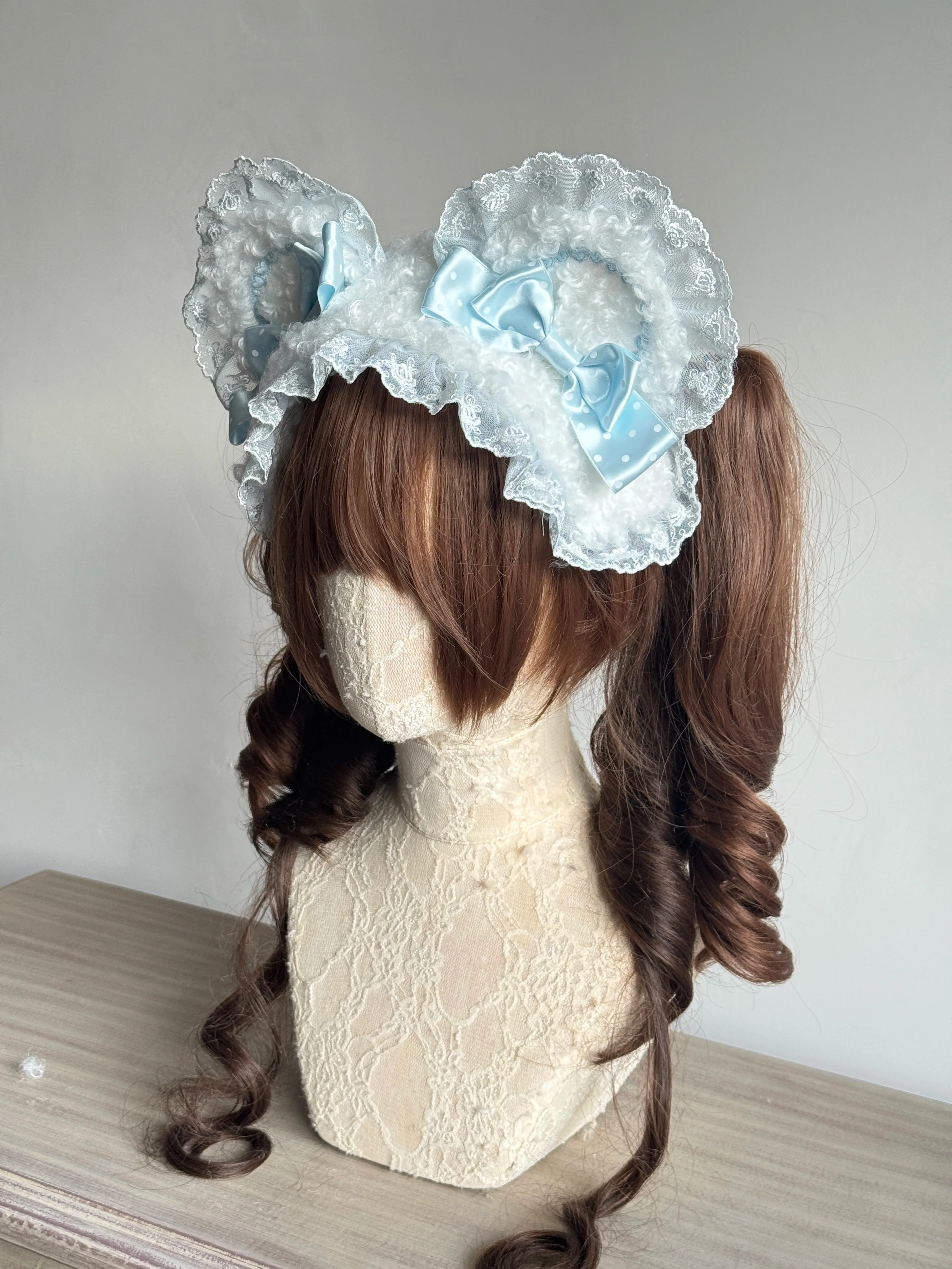 Sweet Lolita Handmade Lace Headband, Bear Ear Design - Image 6