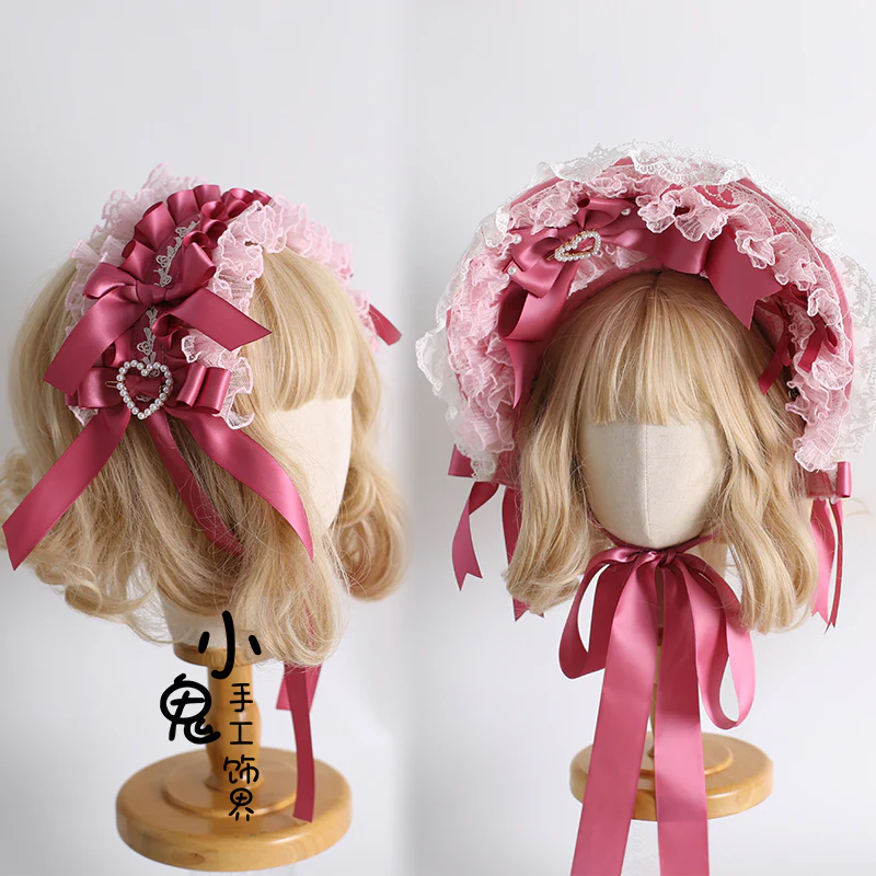 Xiaogui - Velvet Cake - Sweet Lolita Head Accessory Set with Ribbon Bow Details - Image 10