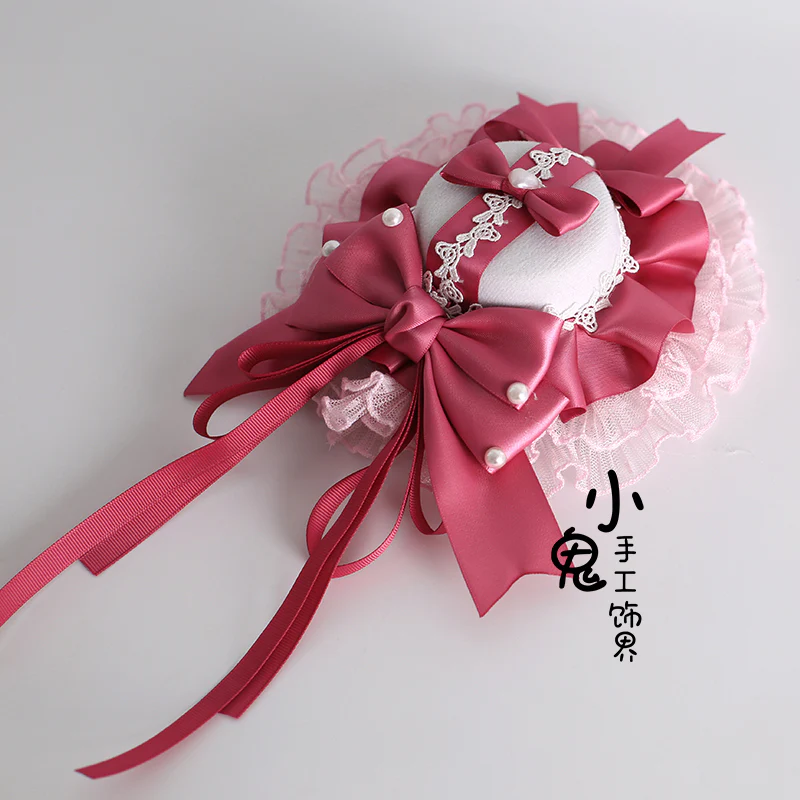 Xiaogui - Velvet Cake - Sweet Lolita Head Accessory Set with Ribbon Bow Details - Image 17