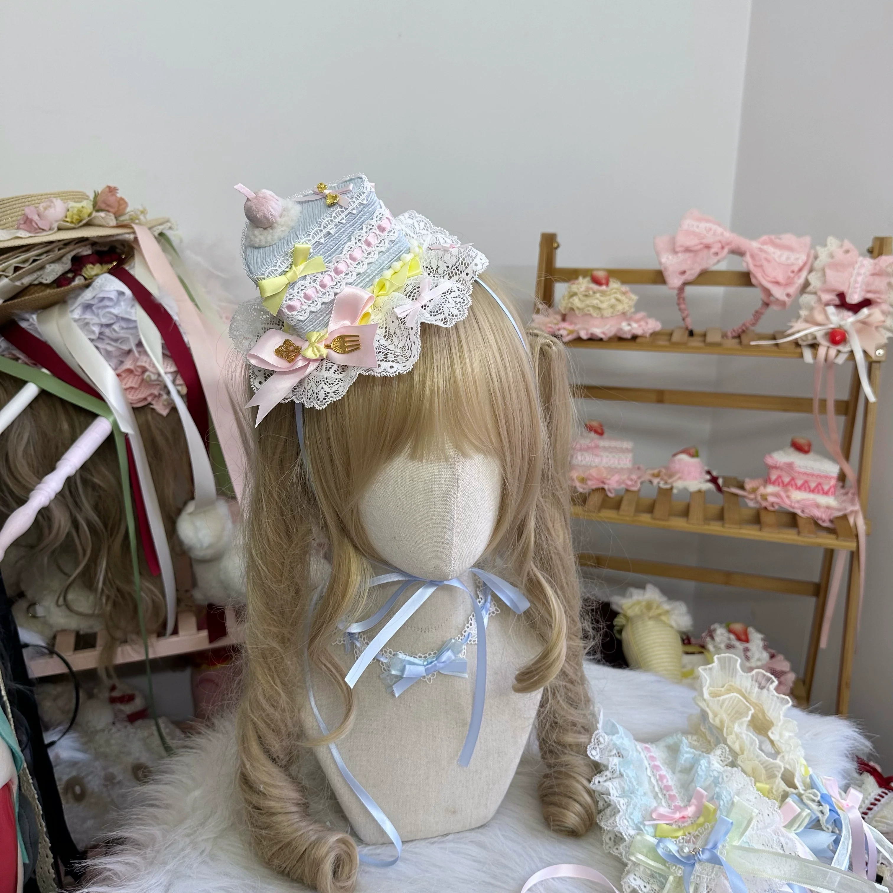 Sweet Lolita Headdress, Bow and Lace Decoration - Image 11