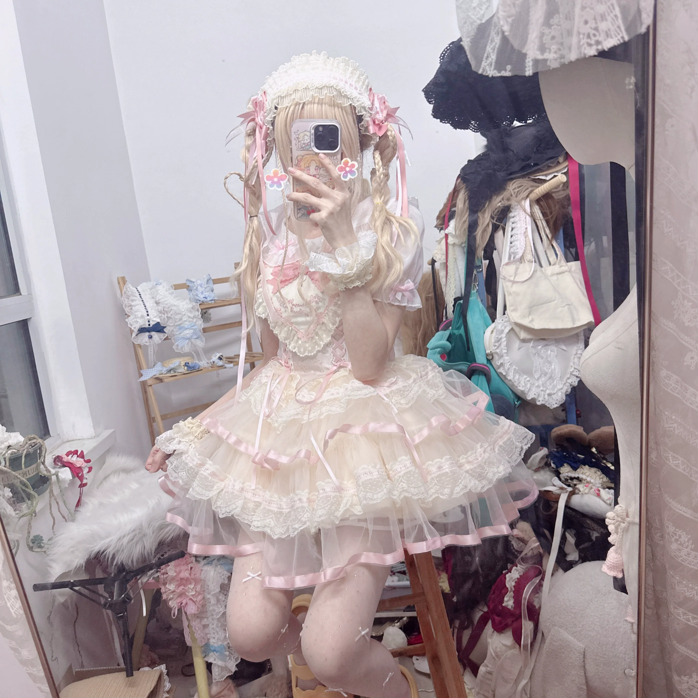 Sweet Lolita Headdress, Bow and Lace Decoration - Image 12