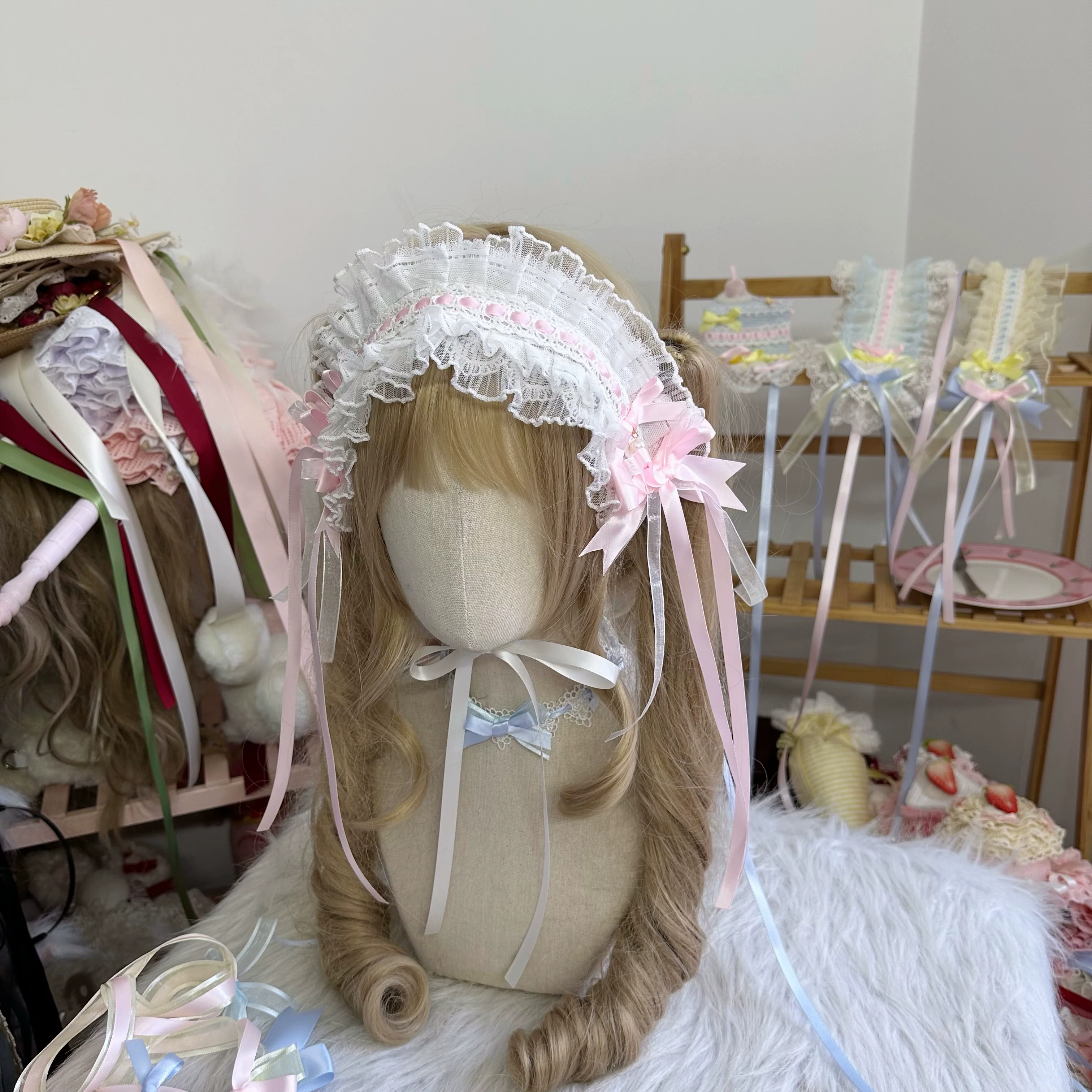 Sweet Lolita Headdress, Bow and Lace Decoration - Image 5