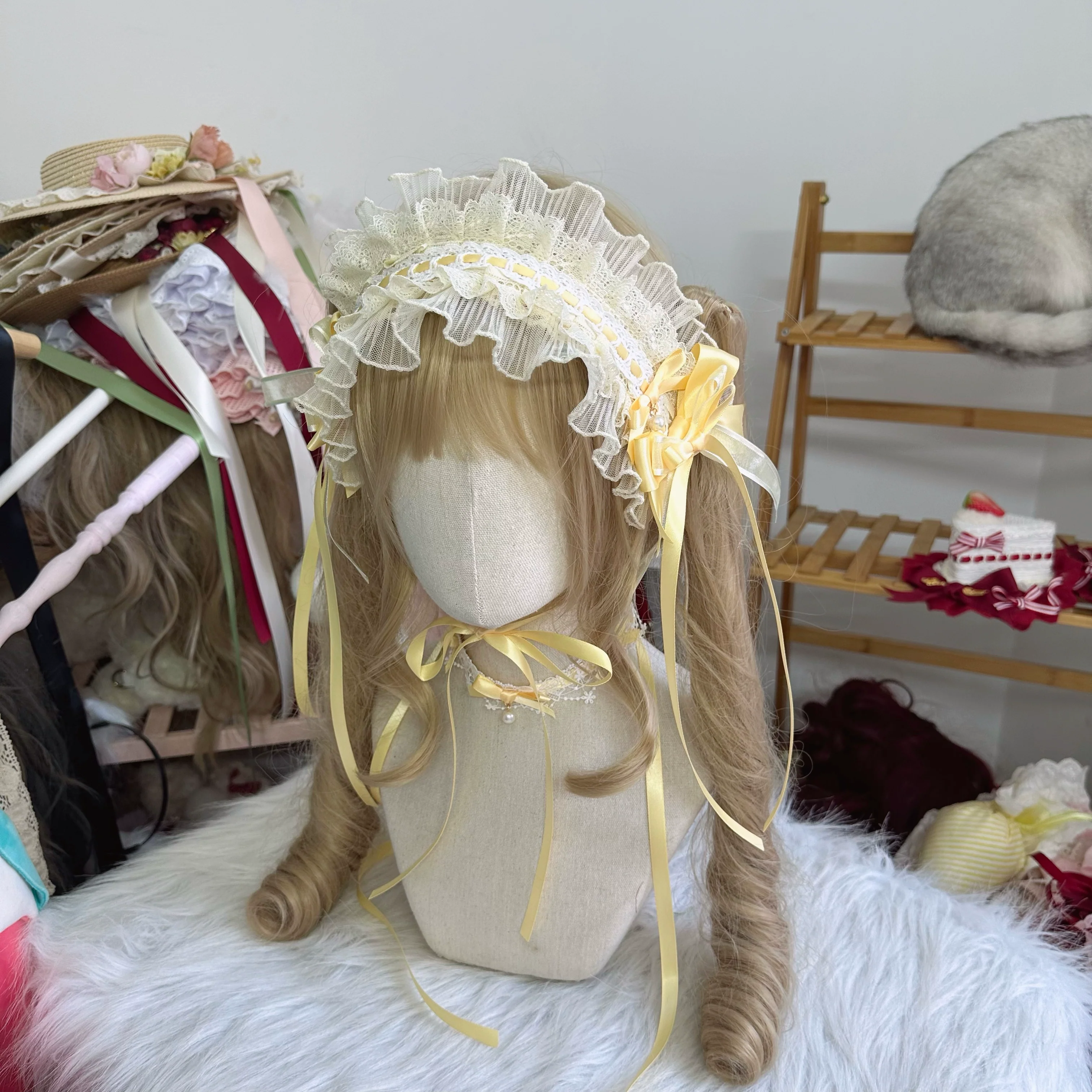 Sweet Lolita Headdress, Bow and Lace Decoration - Image 6