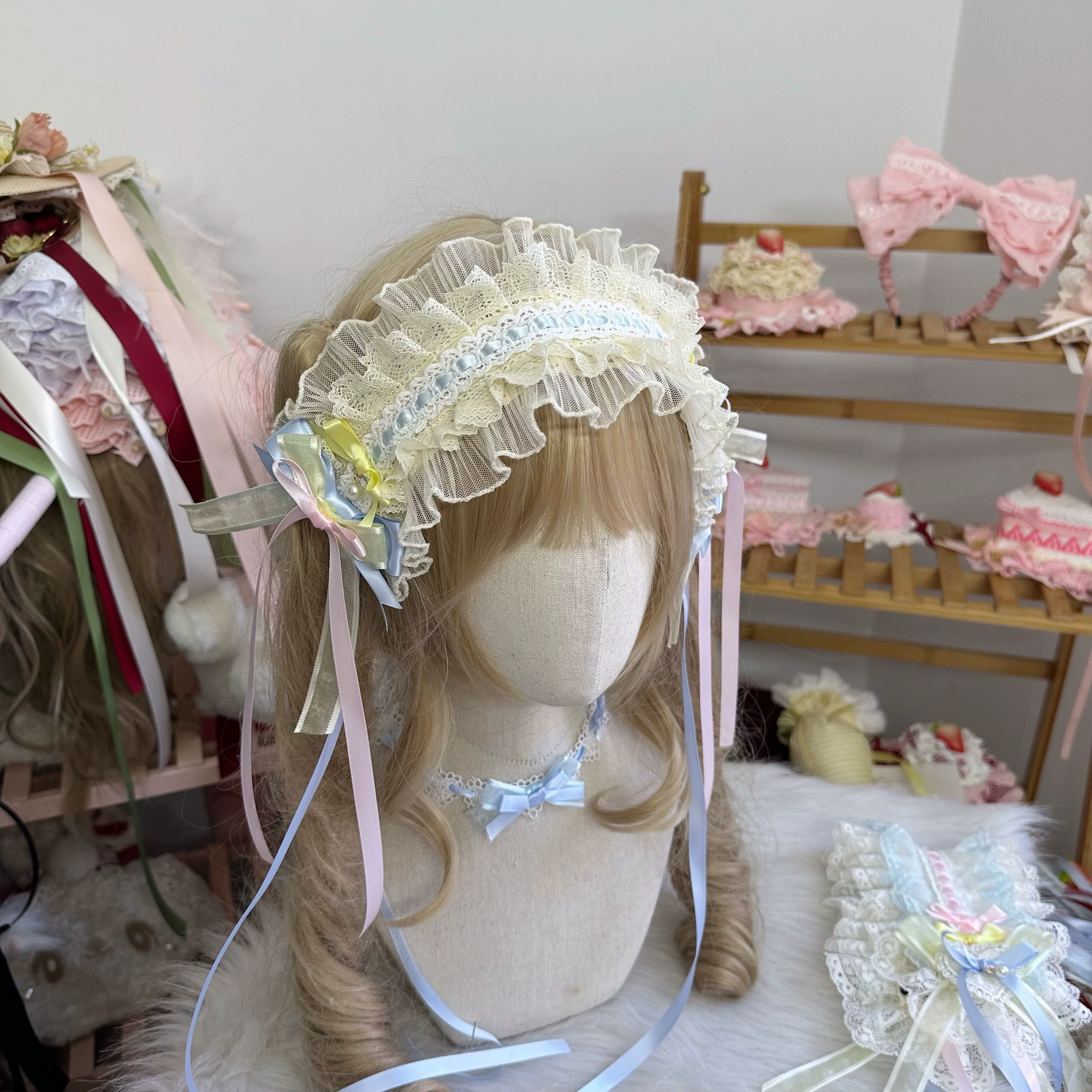 Sweet Lolita Headdress, Bow and Lace Decoration - Image 7
