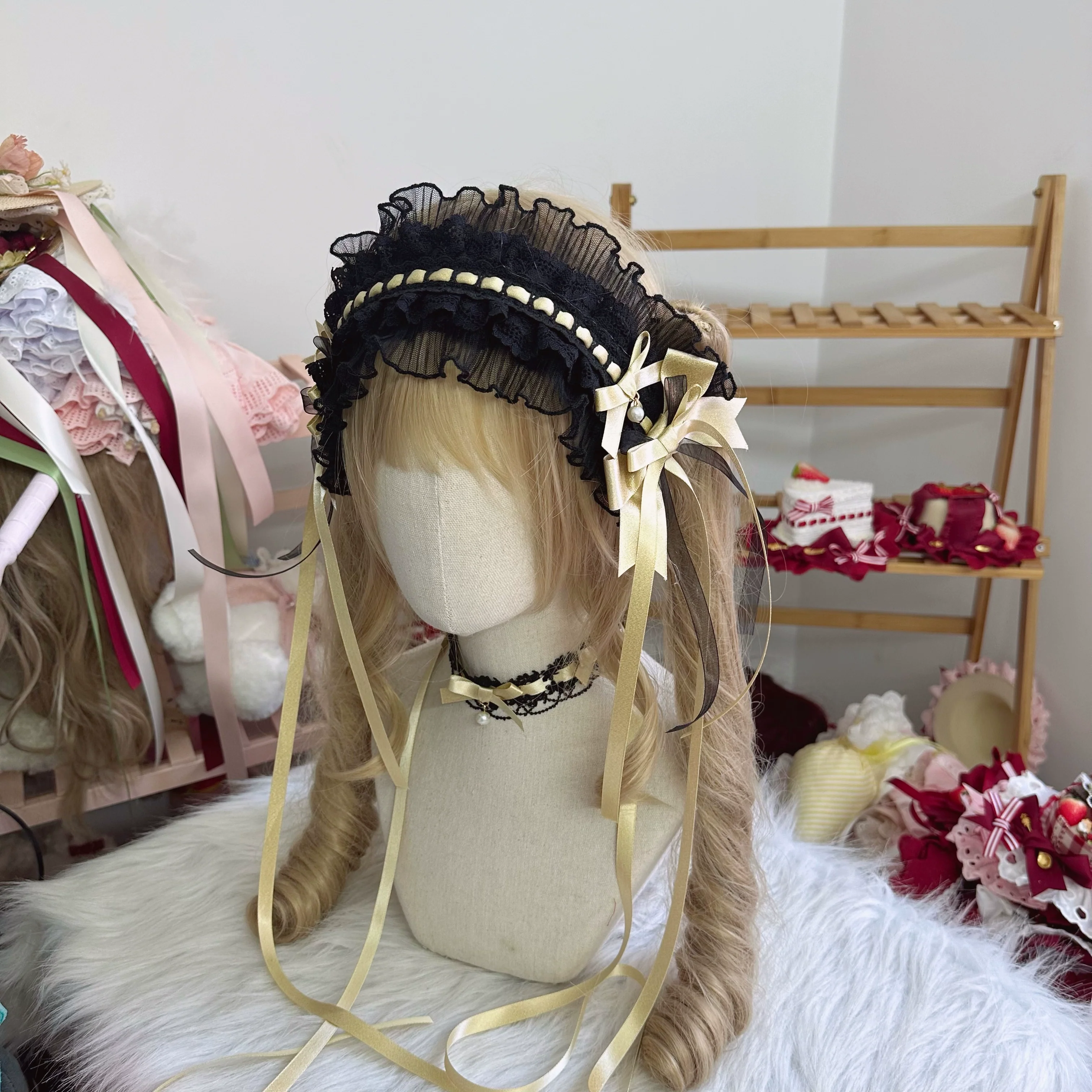 Sweet Lolita Headdress, Bow and Lace Decoration - Image 9