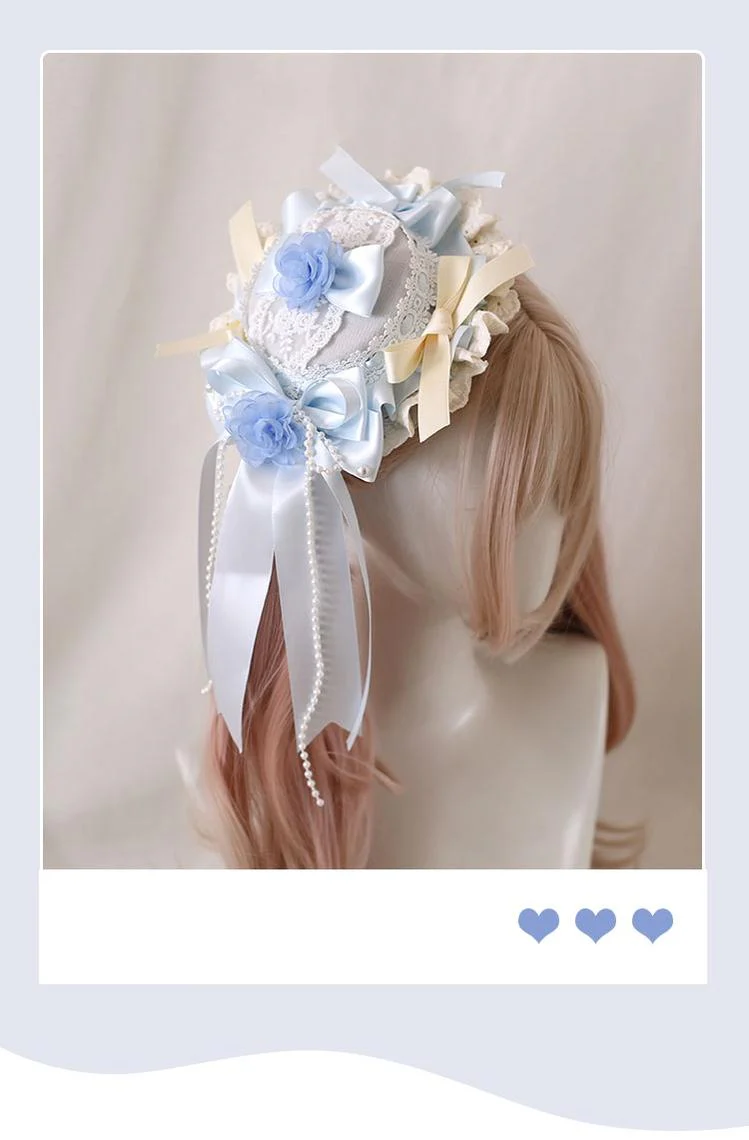 Xiaogui - Four Seasons Floral - Sweet Lolita Headdress Bow KC Lace Cuffs - Image 2
