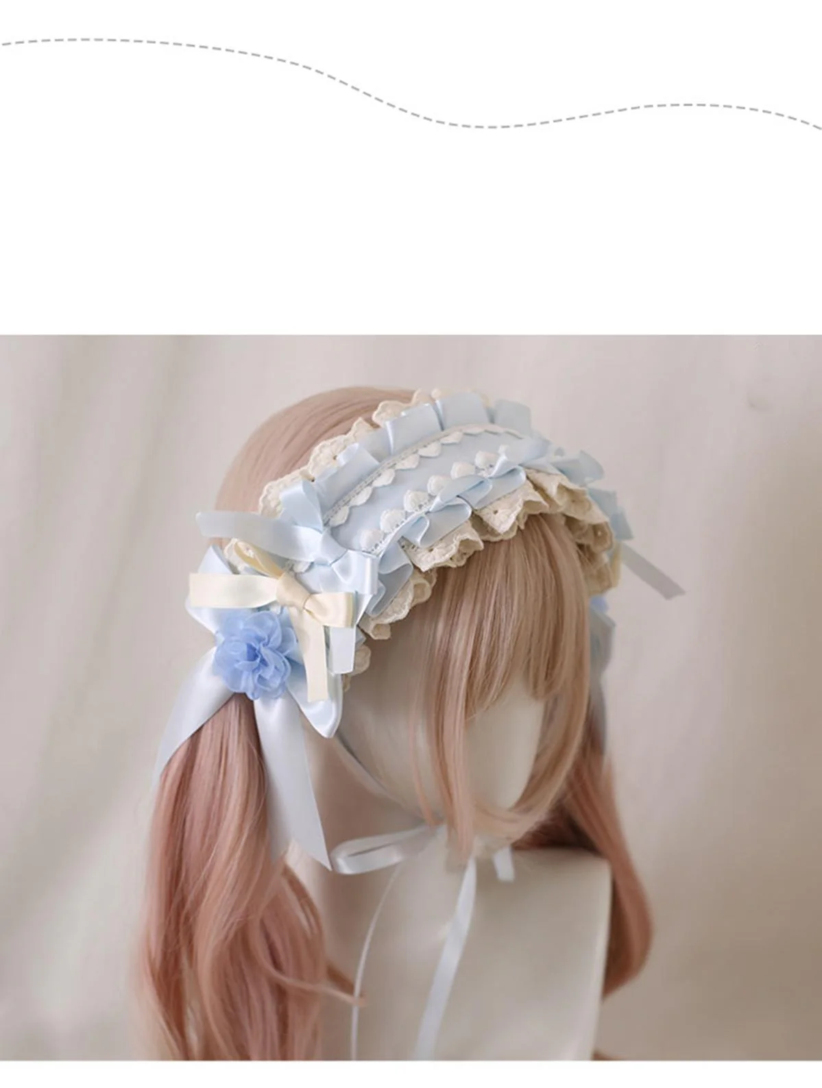 Xiaogui - Four Seasons Floral - Sweet Lolita Headdress Bow KC Lace Cuffs - Image 5