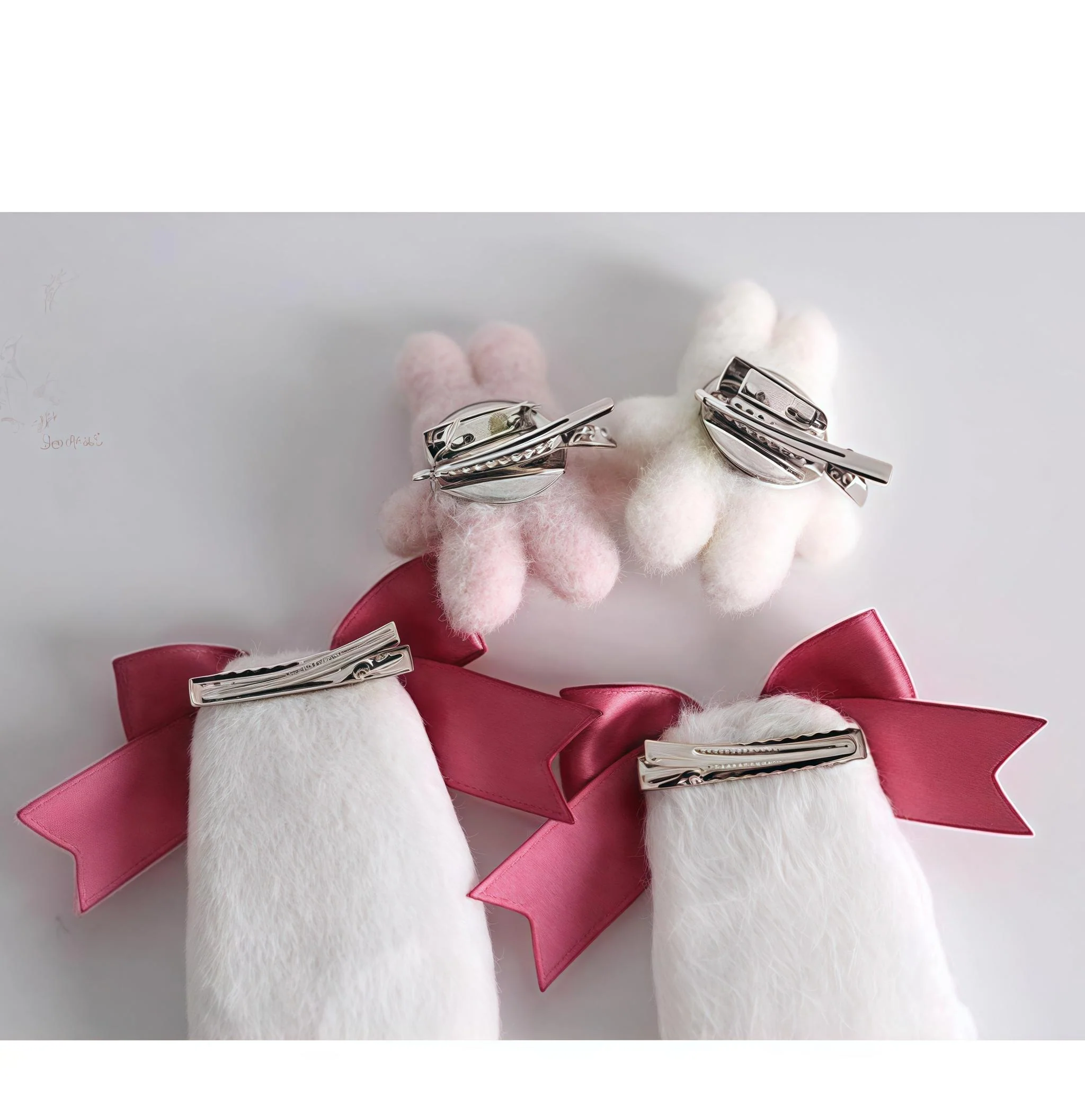 Xiaogui - Sweet Lolita Headdress Pink White Bunny Ear Hair Accessory - Image 15