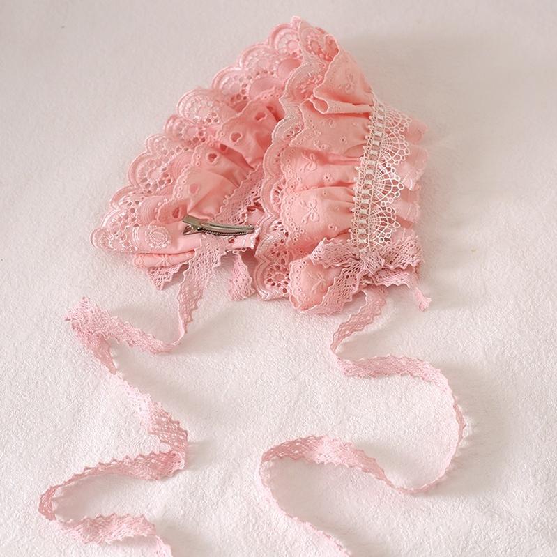 Xiaogui - Sweet Lolita Headdress Pink & White Lace Hairband - Image 10