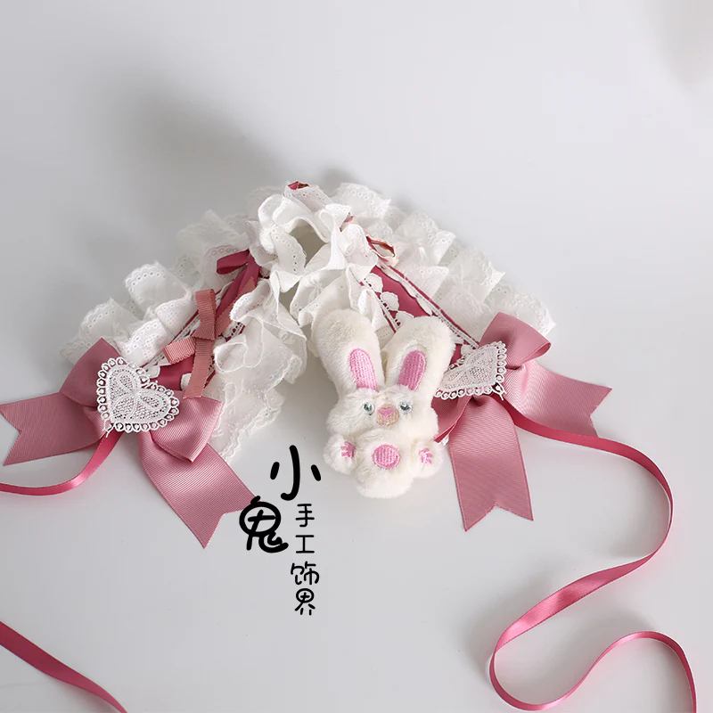 Xiaogui - Sweet Lolita Headdress Pink White Top Hat and Hairband - Image 14