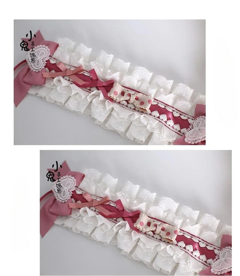 Xiaogui - Sweet Lolita Headdress Pink White Top Hat and Hairband - Image 17