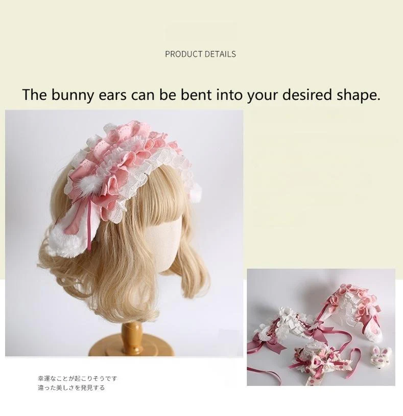 Xiaogui - Sweet Lolita Headdress Pink White Top Hat and Hairband - Image 20