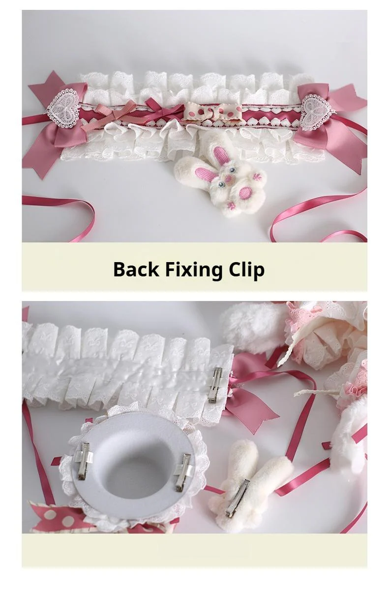 Xiaogui - Sweet Lolita Headdress Pink White Top Hat and Hairband - Image 21