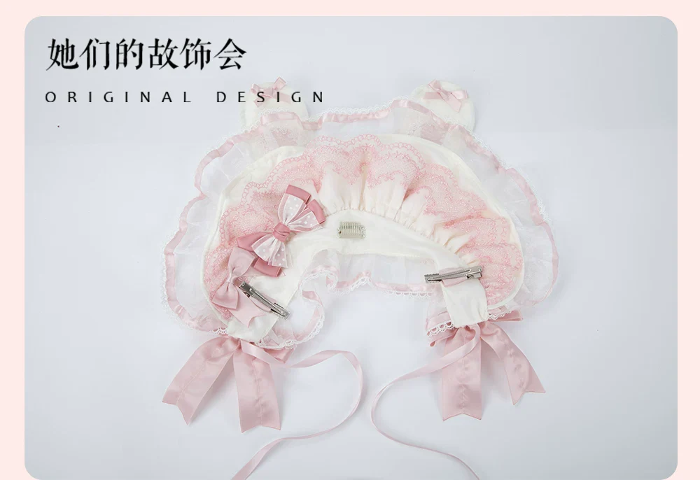 Sweet Lolita Headdress Set, Detachable Bunny Ears - Image 22