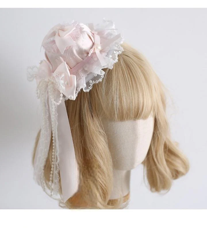 Xiaogui - Sweet Lolita Headwear Set BNT/Hat/Headband/Cuffs With Lace - Image 3