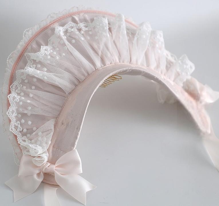 Xiaogui - Sweet Lolita Headwear Set BNT/Hat/Headband/Cuffs With Lace - Image 8