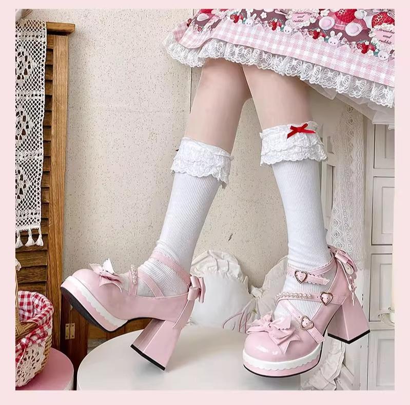 Witch's Night - Crush Complex - Sweet Lolita Heel Shoes, Pearls & Bows - Image 18