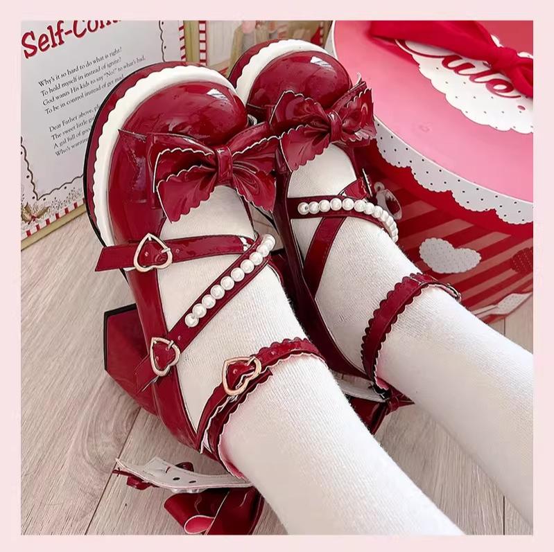 Witch's Night - Crush Complex - Sweet Lolita Heel Shoes, Pearls & Bows - Image 33