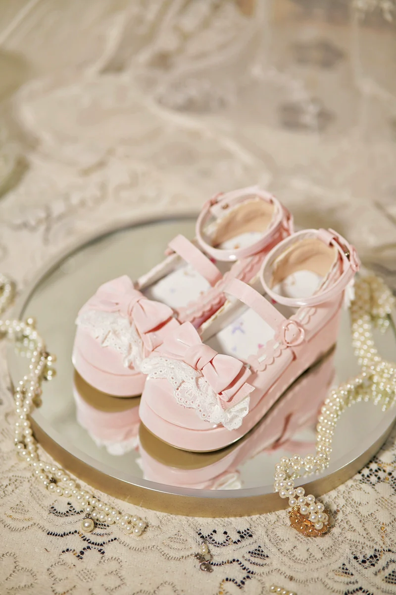 Jiujiu Lolita - Milky Puff - Sweet Lolita Heels Shoes, Round Toe With Petite Wedge - Image 2
