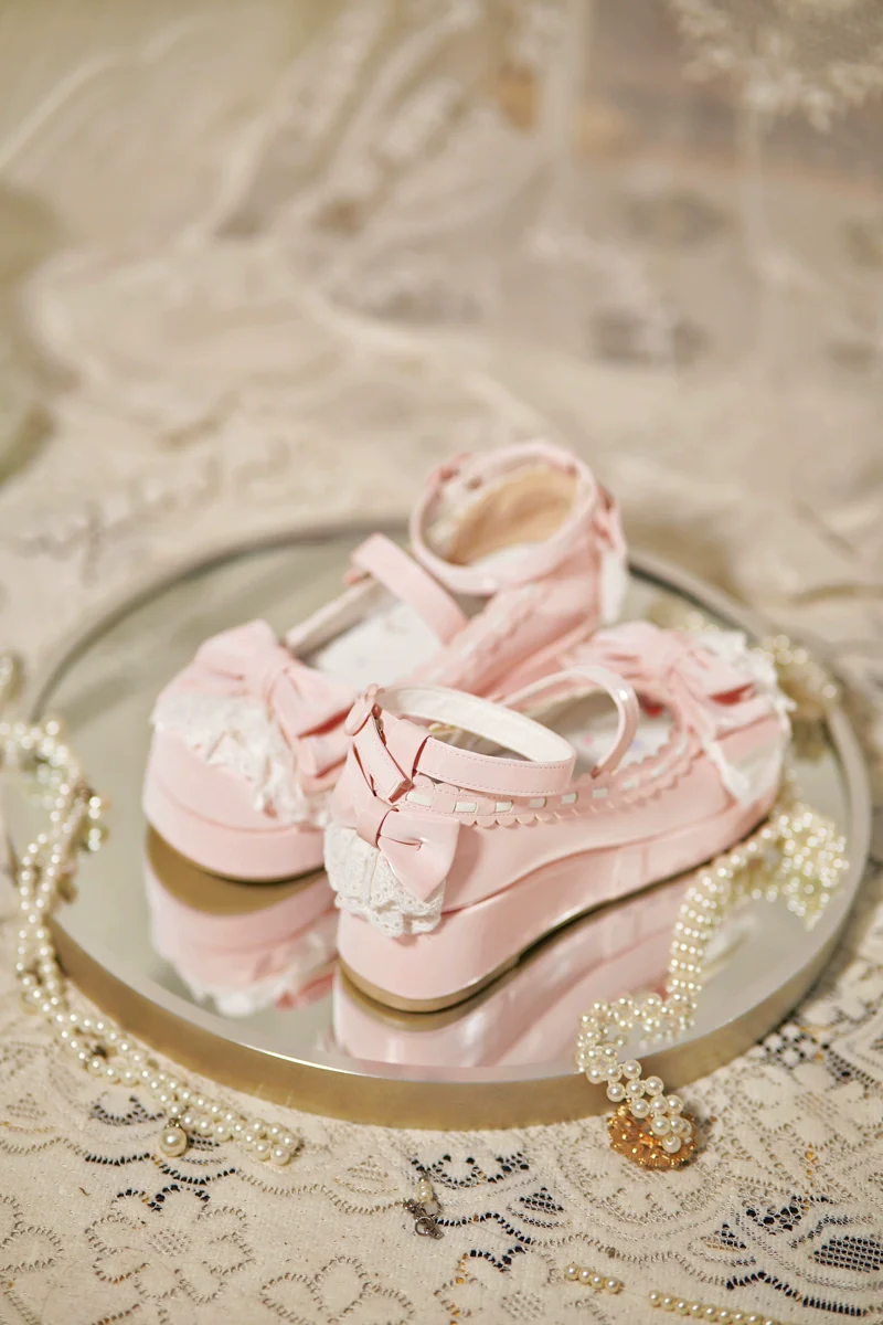 Jiujiu Lolita - Milky Puff - Sweet Lolita Heels Shoes, Round Toe With Petite Wedge - Image 3