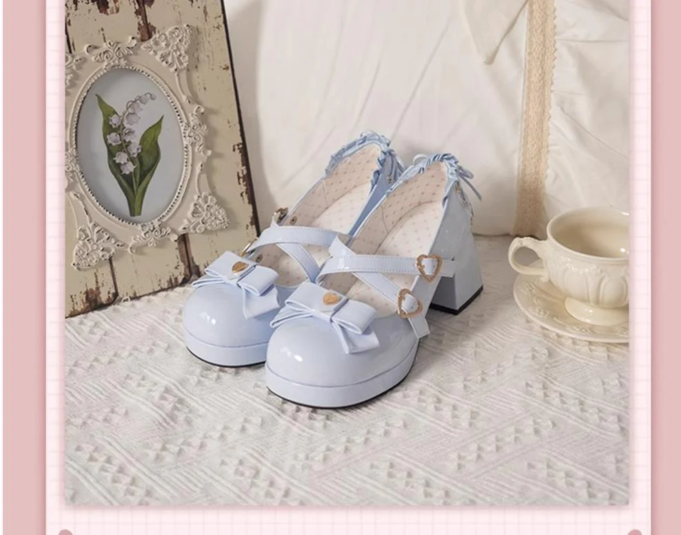 Milk Bun Bunny - Sweet Lolita High Heel Bow Princess Lolita Shoes - Image 30