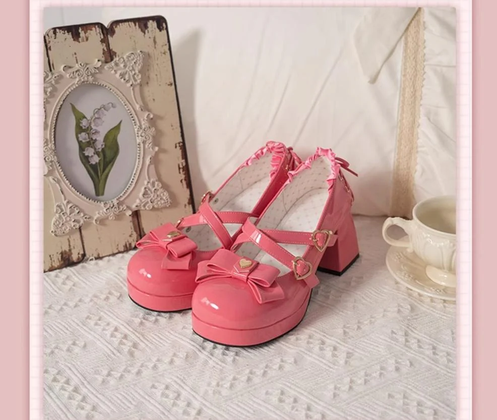 Milk Bun Bunny - Sweet Lolita High Heel Bow Princess Lolita Shoes - Image 34