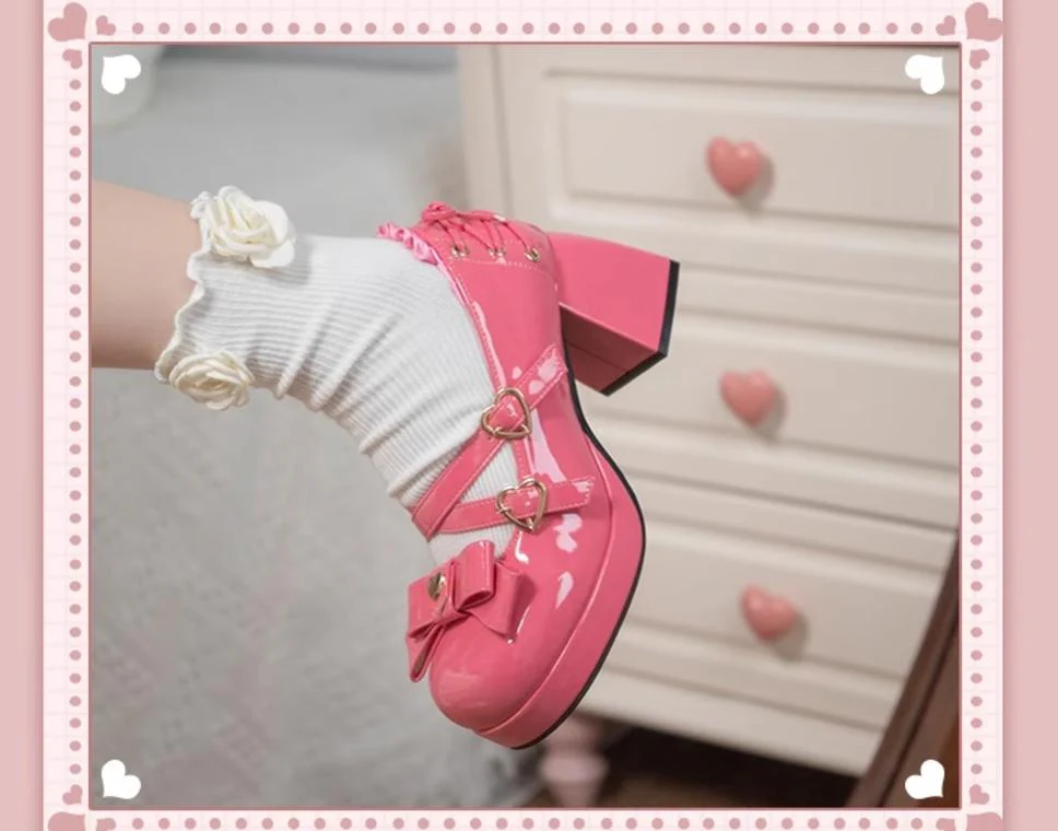 Milk Bun Bunny - Sweet Lolita High Heel Bow Princess Lolita Shoes - Image 35