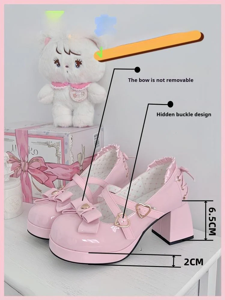 Milk Bun Bunny - Sweet Lolita High Heel Bow Princess Lolita Shoes - Image 38