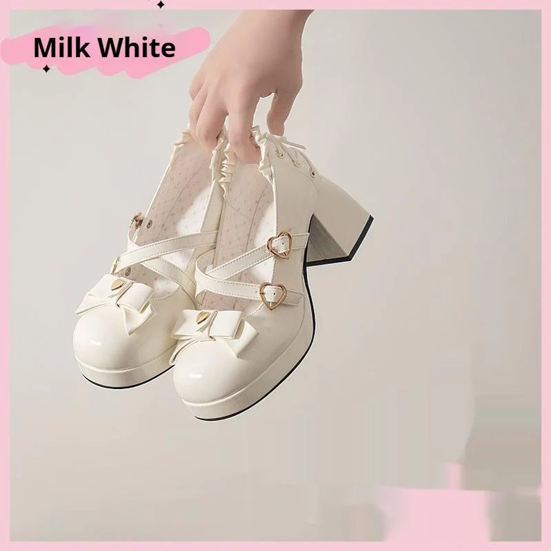 Milk Bun Bunny - Sweet Lolita High Heel Bow Princess Lolita Shoes - Image 5