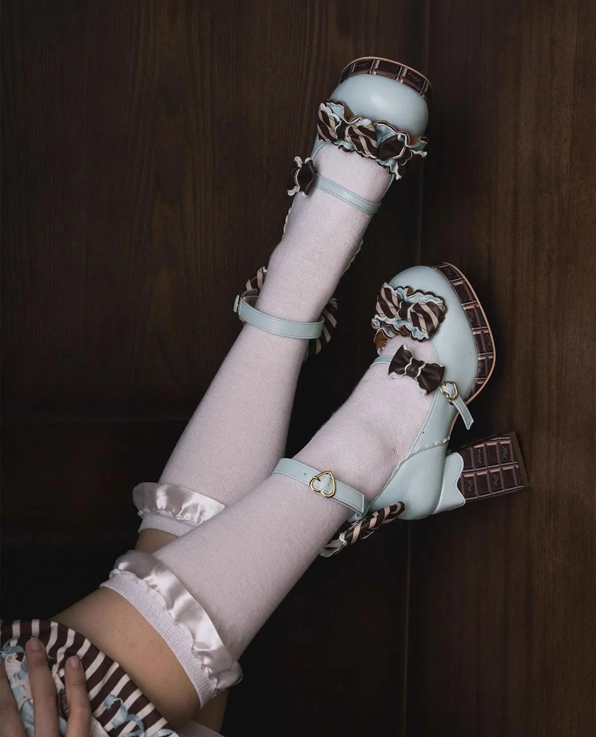 Layered Pastry - Sweet Lolita High Heel Shoes Chocolate Prints Shoes - Image 14