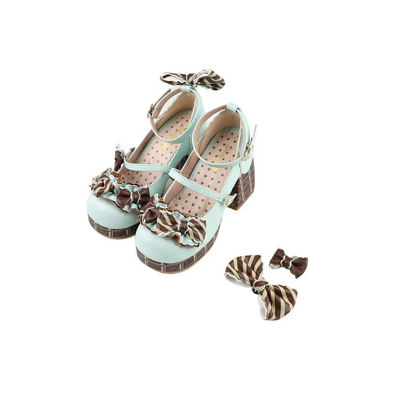 Layered Pastry - Sweet Lolita High Heel Shoes Chocolate Prints Shoes - Image 19