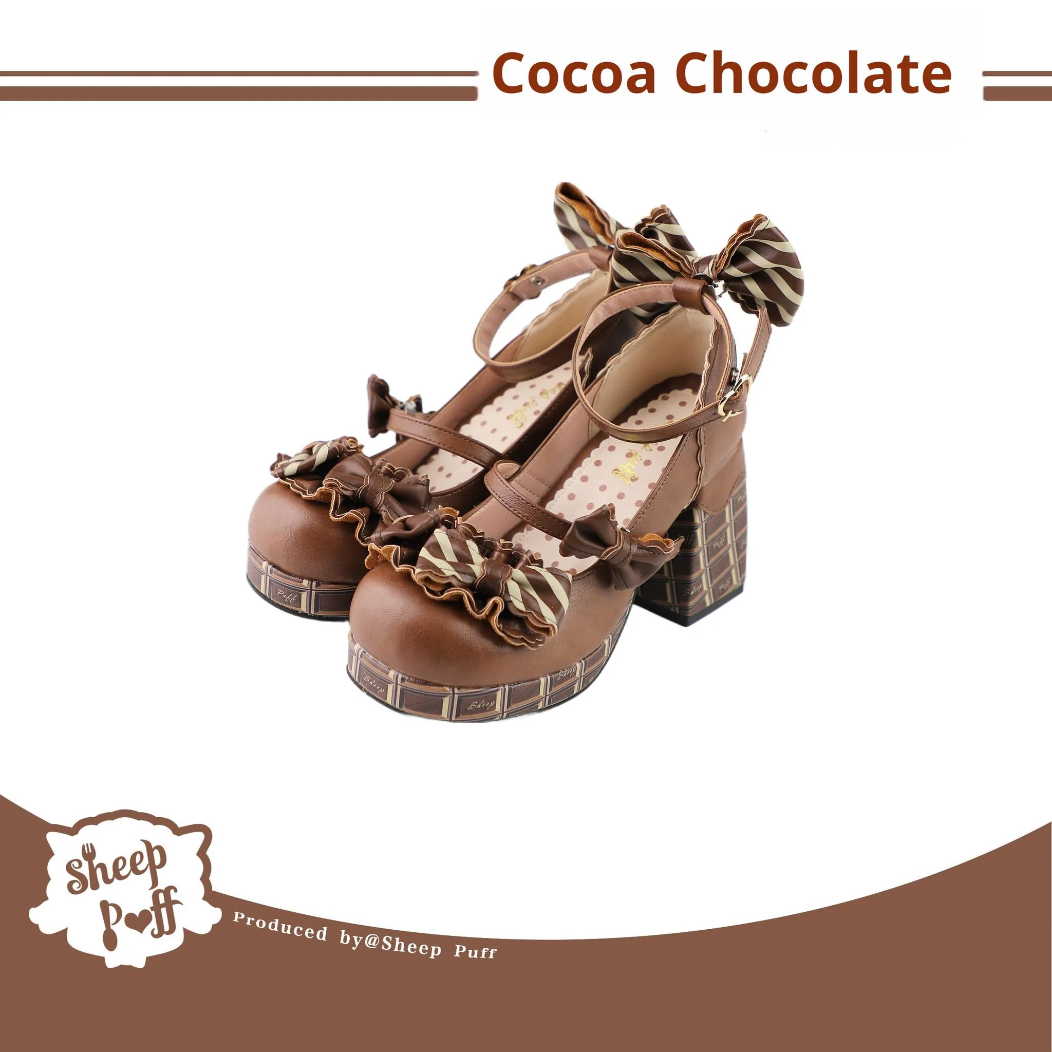 Layered Pastry - Sweet Lolita High Heel Shoes Chocolate Prints Shoes - Image 20