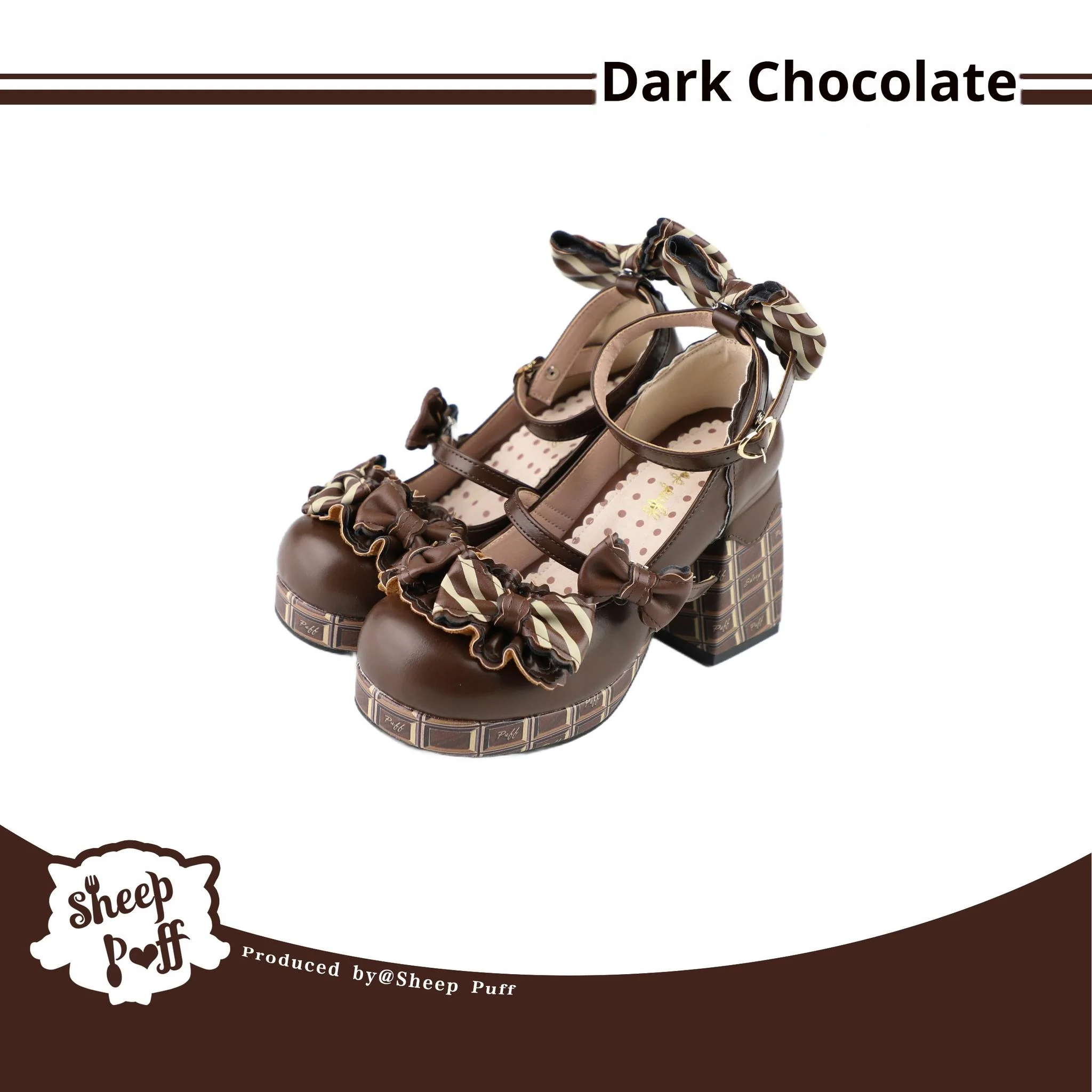 Layered Pastry - Sweet Lolita High Heel Shoes Chocolate Prints Shoes - Image 21