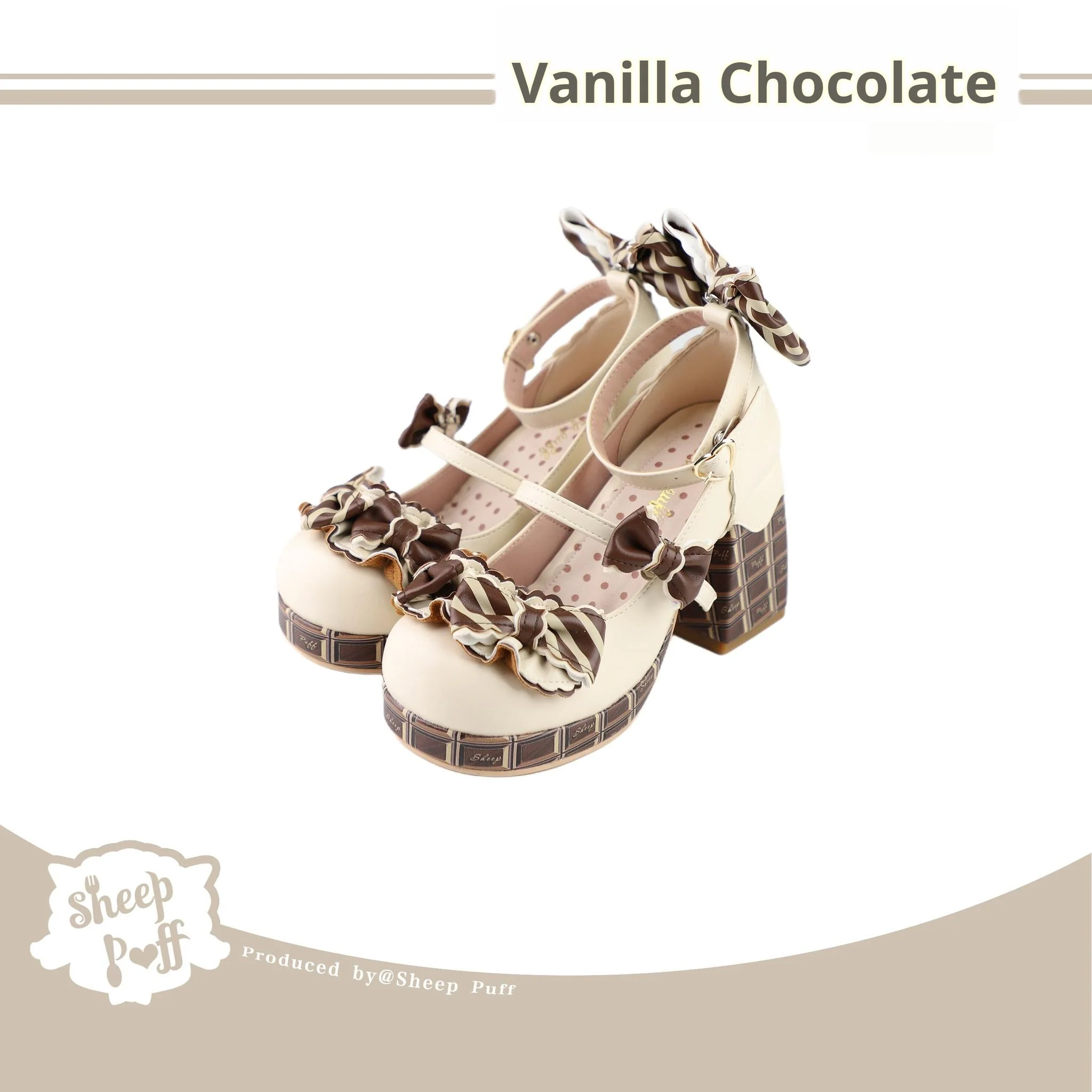 Layered Pastry - Sweet Lolita High Heel Shoes Chocolate Prints Shoes - Image 22