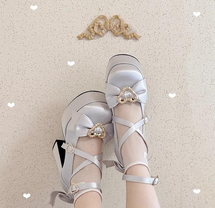 Cheesecake - Mousse Heart - Sweet Lolita High Heel Shoes Mary Jane Love Heel Shoes - Image 8