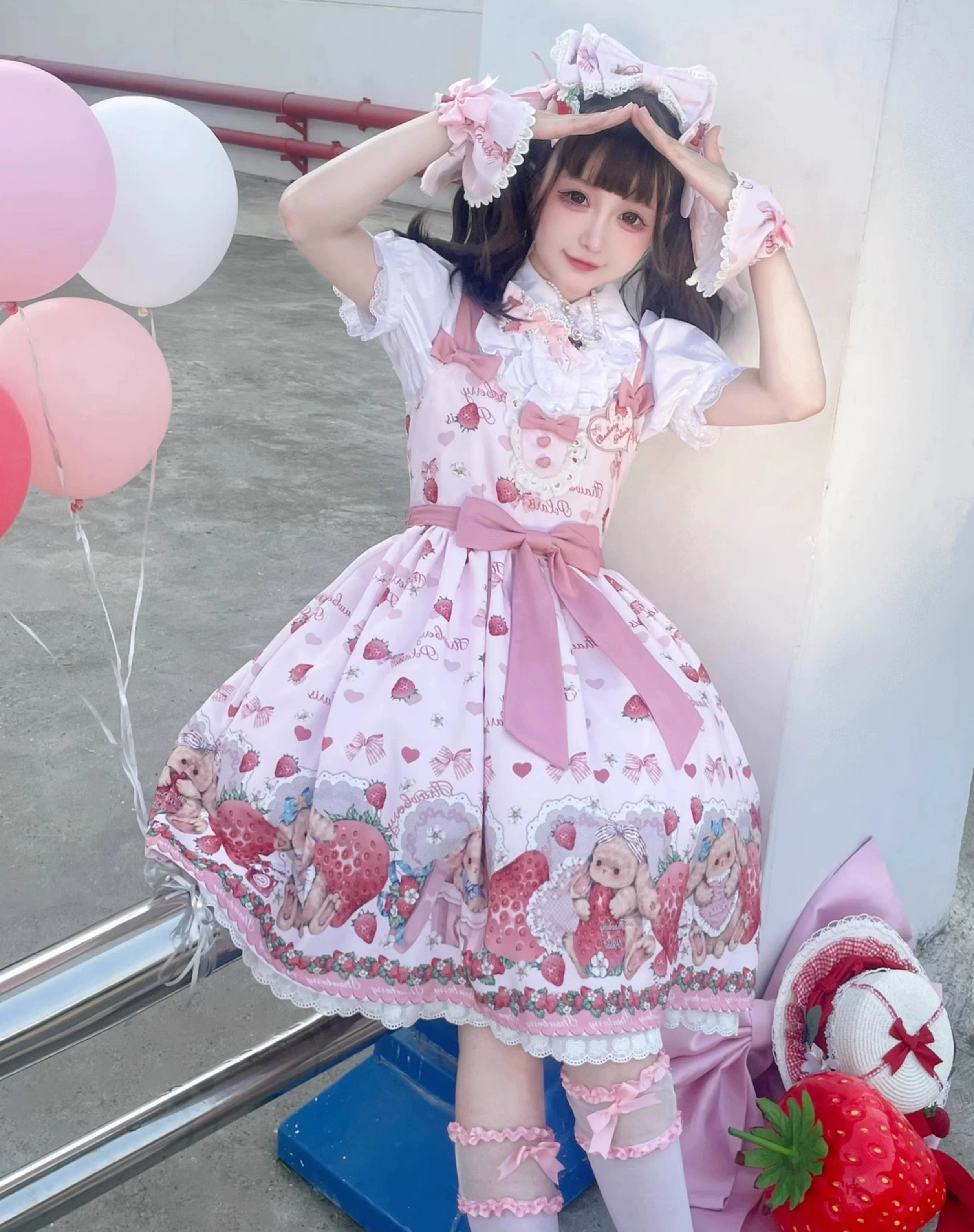 Rabbit Berry Gift Box - Sweet Lolita JSK Pink Lolita Dress - Image 2