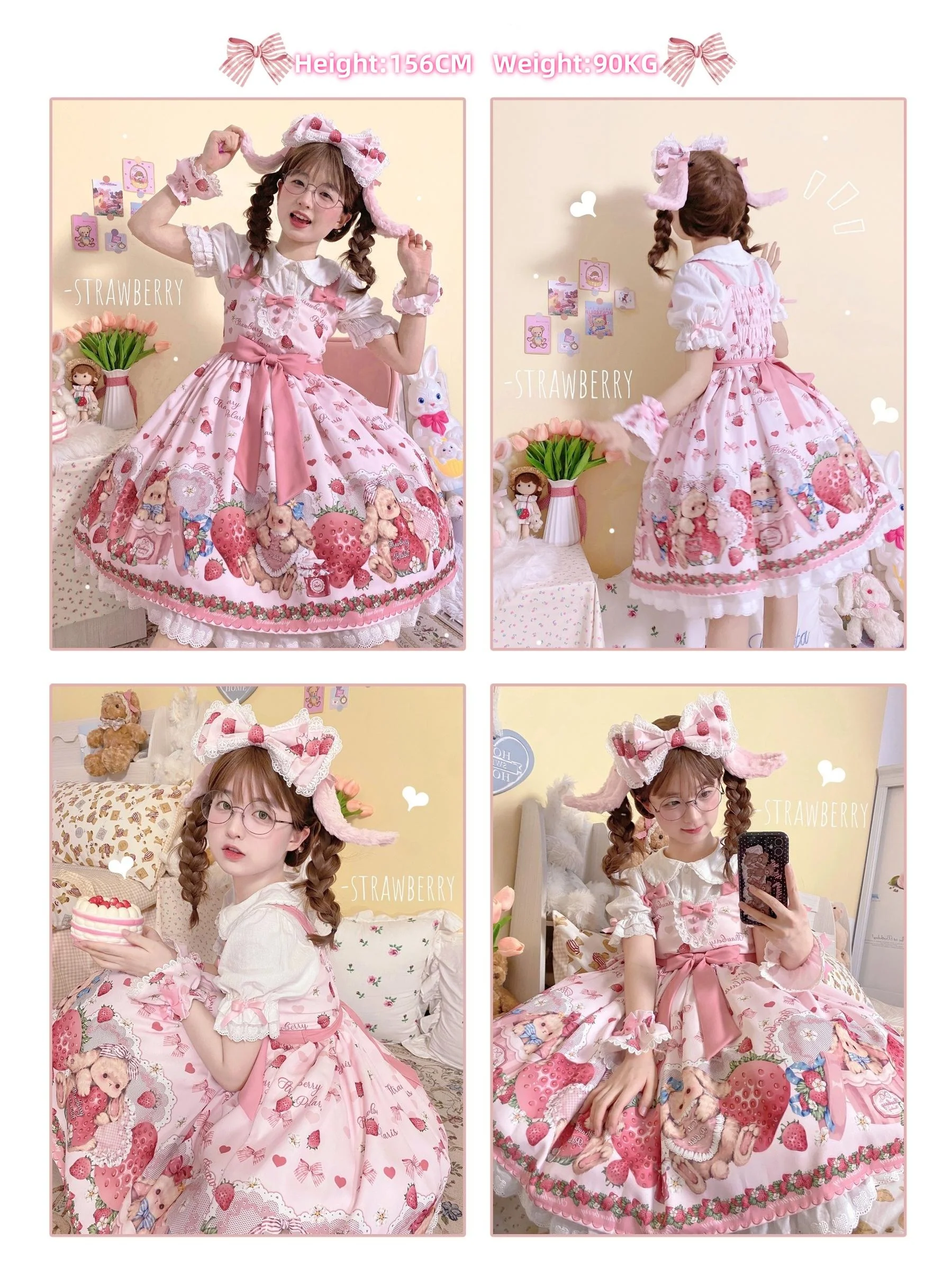 Rabbit Berry Gift Box - Sweet Lolita JSK Pink Lolita Dress - Image 26